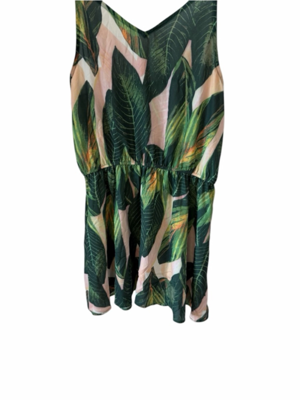 Cupshe Tropical Leaf Print Mini Dress Spaghetti Strap Flowy Summer - Picture 3 of 11